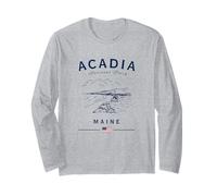 Acadia National Park Maine Coast USA Mountains American Flag Long Sleeve T-Shirt