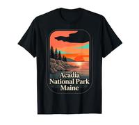 Acadia National Park Maine Vintage Coastal Sunset Nature Value Graphic T-Shirt