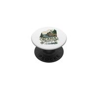 Acadia National Park Maine Vintage Lighthouse Puffin Graphic PopSockets Adhesive PopGrip