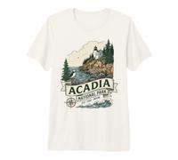 Acadia National Park Maine Vintage Lighthouse Puffin Graphic Premium T-Shirt