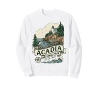Acadia National Park Maine Vintage Lighthouse Puffin Graphic Sweatshirt