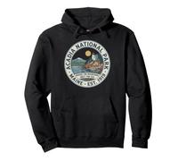 Acadia National Park Maine Vintage Mountain Lighthouse Badge Pullover Hoodie