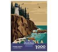 Acadia National Park Poster 1000 Piece Jigsaw Puzzle, Historic Square Architecture, Weekend Hobby, Matte Printed Jigsaw, Family Night Game for Families, 70x50cm/1000pcs