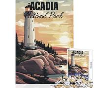 Acadia National Park Poster 1000 Piece Jigsaw Puzzles Gifts for Women Men Analysis And Logic Home Decoration Toys for And from 14 Years And over (38x52cm)