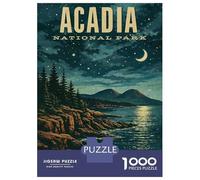 Acadia National Park Vintage Poster 1000 Piece Jigsaw Puzzle, Historic Square Architecture, Screen-Free Fun, Matte Printed Jigsaw, for Travel Lovers, 52x38cm/1000pcs
