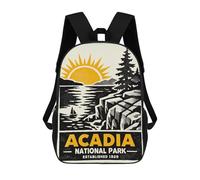 Acadia National Park Vintage Poster Backpack School Bag Computer Rucksack for School/Work/Travel for Camping Outdoor Adventures And Daily Travel 17inch