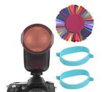 ACAGALA 24pcs Round Head Camera Flash Gels Lighting Filters Color Correction Filter Kit Compatible with Godox V1 Series Speedlight H200R Flash Head with Storage Bag
