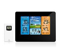 ACAGALA Indoor Outdoor Thermometer Wireless, Weather Station with Atomic Clock,USB197FT(60M) High Precision Temperature Humidity Meter, HD Color Display Weather Thermometer with Barometer