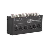 ACAGALA Mini Stereo 6 Channel Passive Mixer RCA Portable Audio Mixer 6 In 2 Out Stereo Distributor Volume Control No Battery Required