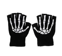 Acahhotxx Half Finger Cycling Gloves Skeleton Winter Keep Warm Hiking Accessories for Kids Boys Girls Outdoor Exercise Wool