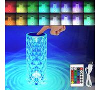 AcaJoe Crystal Lamp 16 Color Changing Rose Diamond Table Lamp with Touch & Remote Control USB Rechargeable Acrylic Led Bedside Night Lights for Bedroom Livingroom Party (JT84NSUS)