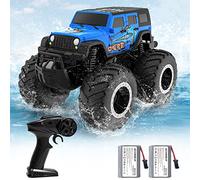 ACAMMZAR 1:16 Amphibious RC Monster Truck, Remote Control Cars for Kids, IPX7 Waterproof 2.4GHz 4WD 360° Rotation, Double Sided RC Car for Boys Girls Gifts, Blue