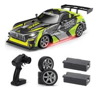 ACAMMZAR 1:16 RC Drift Car, 25KM/H 4WD High Speed Remote Control Cars for Kids, with LED Lights, Two Batteries, Extra Tires, Drift RC Cars for Adults, Green