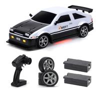 ACAMMZAR 1:16 RC Drift Car, 25KM/H 4WD High Speed Remote Control Cars for Kids, with LED Lights, Two Batteries, Extra Tires, Drift RC Cars for Adults, Black