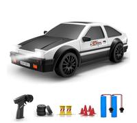 ACAMMZAR RC Drift Car, 1:24 Remote Control Car for Kids, 20KM/H 4WD High Speed RC Cars with LED Lights, Two Batteries, Extra Drifting Tires, Vehicle for Adults Boys Girls, White and Black
