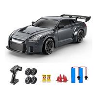 ACAMMZAR RC Drift Car, 1:24 Remote Control Car for Kids, 20KM/H 4WD High Speed RC Cars with Lights, Extra Racing Tires, Vehicle for Adults Boys Girls, Dark Gray