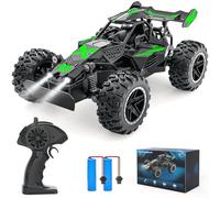 ACAMMZAR Remote Control Car, 1:18 High Speed RC Car for Kids, 20KM/H Monster RC Truck Off Road with Lights Toys for Boys, Green