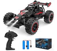 ACAMMZAR Remote Control Car, 1:18 High Speed RC Car for Kids, 20KM/H Monster RC Truck Off Road with Lights Toys for Boys, Red