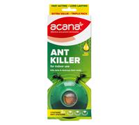 Acana Ant Killer Pack of 3 - Powerful Indoor Solution, Nests Destroyer, 3 Bait Stations containing Real Honey, Effective Pest Cont