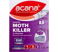 Acana Hanging Moth Killer & Freshener, 4 Pack - Lavender Fragrance, Natural Oils - For Wardrobes - Protects Clothing & Bedding - Each Lasts 6 Months