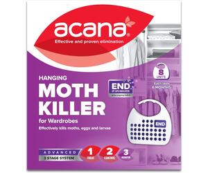 Acana Hanging Moth Killer & Freshener 8 Pack Lavender Wardrobe Protector