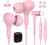 ACANDYA Wired Headphones for iPhone 14 13 Pro MFi-Certified Lighting Pink