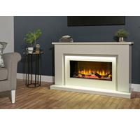 Acantha Arona White & Grey Marble Electric Fireplace Suite, 54 Inch