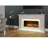 Acantha Arona White Marble Electric Fireplace Suite, 54 Inch