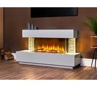 Acantha Aspen White Marble & Slate Fireplace Suite With Downlights, 50 Inch