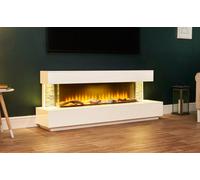 Acantha Aspen White Marble & Slate Fireplace Suite With Downlights, 69 Inch
