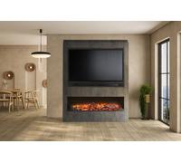 Acantha Athena Pre-Built Bronze Venetian Plaster Effect Fully Inset Media Wall With Tv & Media Recess