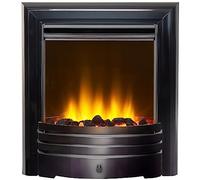 Acantha Electric Inset Fire in Black Nickel, Coal & Crystal Effect Fuel Bed, LED Flame Effect, Remote Control with 7-Day Timer, 1kW & 2kW Heat Settings, Thermostat, Plug & Play Electric Fireplace