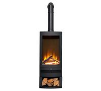 Acantha Fires & Fireplaces Acantha Horizon Electric Stove with Log Storage & Tall Angled Stove Pipe in Black Acantha Fires & Fireplaces Black