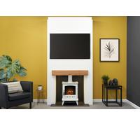 Acantha Fires & Fireplaces Acantha Pre-Built Stove Media Wall 1 with Aviemore Electric Stove in White Acantha Fires & Fireplaces White