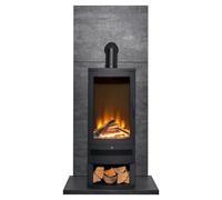 Acantha Fires & Fireplaces Acantha Tile & Hearth Set in Slate Effect with Horizon Stove & Log Storage in Black Acantha Fires & Fireplaces Black