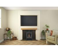 Acantha Fires & Fireplaces Pre-Built Stove Media Wall 2 with TV Recess & OKO S1 Bio Ethanol Stove in Charcoal Grey in White Acantha Fires & Fireplaces White