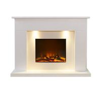 Acantha Minnesota White Marble Electric Fireplace Suite, 50 Inch