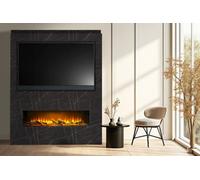 Acantha Nexus Pre-Built Black Marble Effect Fully Inset Media Wall With Tv Recess