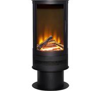 Acantha Orbit Cylinder Electric Stove with Remote, Black Freestanding Electric Fireplace, 3-Sided Glass, LED Dimmable Flame Effect, Realistic Log Fuel Bed, 7-Day Timer, Thermostat, 0.9kW/1.8kW