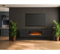 Acantha Orion Electric Floating Media Wall Suite In Carrara Black Marble Effect, 91 Inch