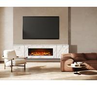 Acantha Orion Electric Floating Media Wall Suite In Carrara White Marble Effect, 91 Inch