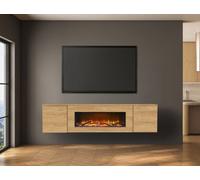 Acantha Orion Electric Floating Media Wall Suite In Oak, 91 Inch