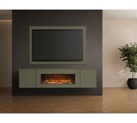 Acantha Orion Electric Floating Media Wall Suite With Tv Backboard In Agave Green, 91 Inch