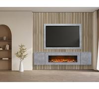 Acantha Orion Electric Floating Media Wall Suite With Tv Backboard In Concrete Effect, 100 Inch