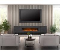 Acantha Orion Electric Floating Media Wall Suite With Tv Backboard In Slate Effect, 100 Inch