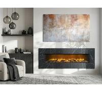 Acantha Pinnacle Fully Inset Media Wall Fire In Black Marble Effect