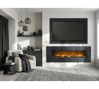 Acantha Pinnacle Fully Inset Media Wall Fire With Tv Back Board In Black Marble Effect