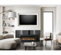 Acantha Pre-Built Slate Effect Media Wall 3 With Vision Electric Media Stove In Black