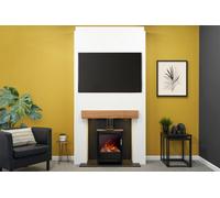Acantha Pre-Built Stove Media Wall 1 With Keston Electric Stove In Black