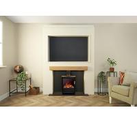 Acantha Pre-Built Stove Media Wall 2 with TV Recess & Keston Electric Stove in Black